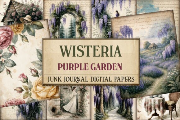 Wisteria Purple Garden Junk Journal Page