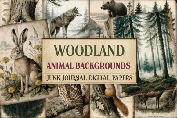 Woodland Animal Backgrounds Junk Journal