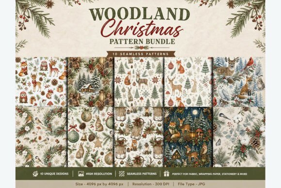 Woodland Christmas Pattern Bundle