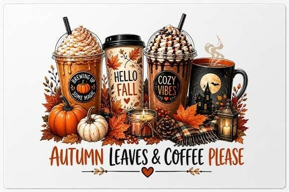 Autumn Leaves Coffee Please PNG