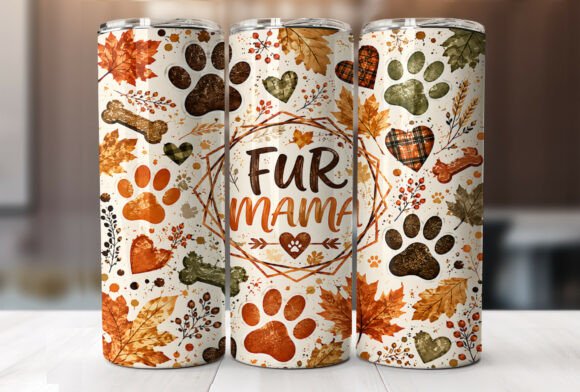 Autumn Paw Print Fur Mama Tumbler PNG