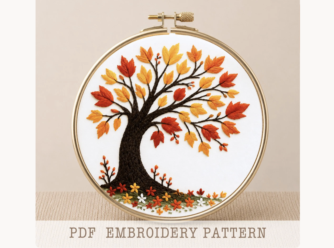 Autumn Tree Hand Embroidery Pattern