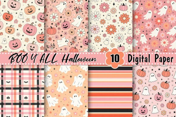 BOO Y'ALL Halloween Digital Paper