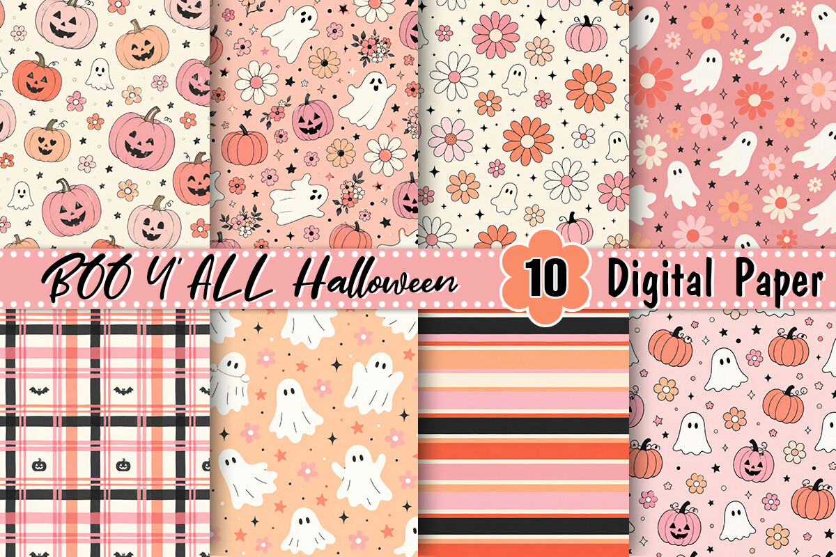 BOO Y'ALL Halloween Digital Paper
