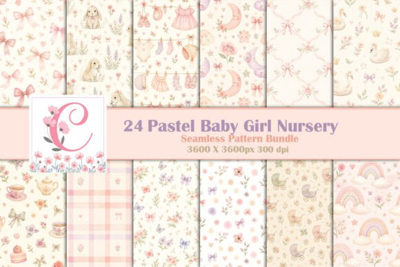 Baby Girl Nursery Seamless Patterns