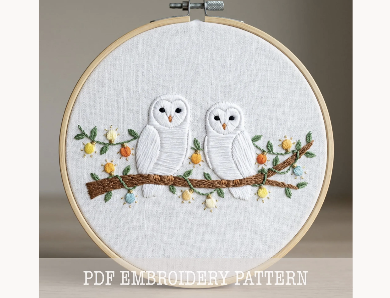 Barn Owl Pair Hand Embroidery Pattern