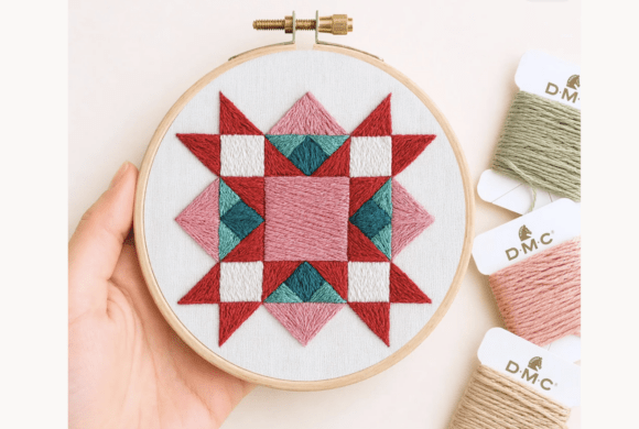 Barn Star Quilt Block Embroidery