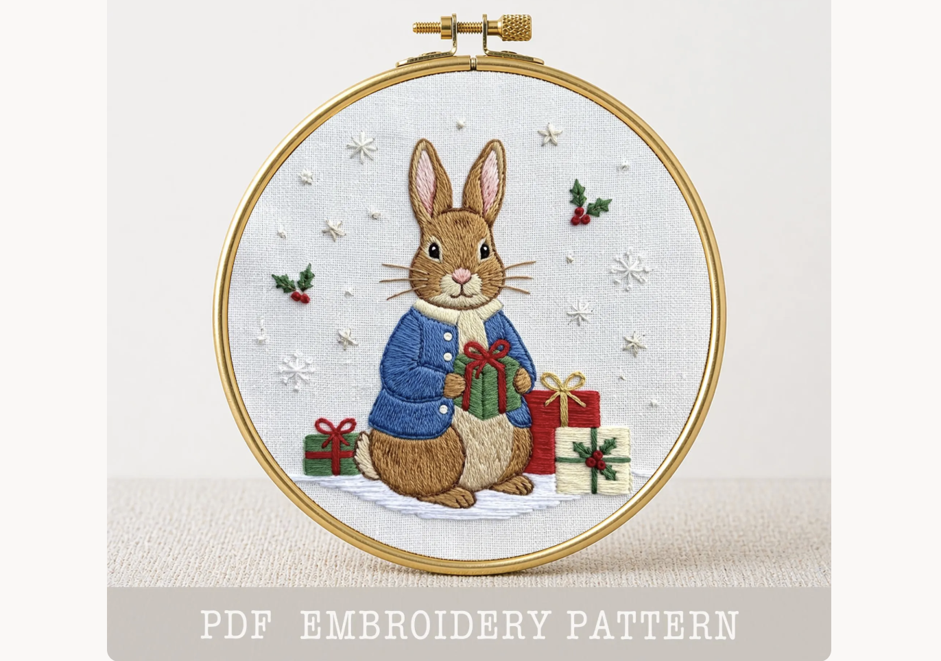 Bunny with Gifts Embroidery Pattern