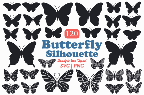 Butterfly Silhouette SVG PNG Bundle