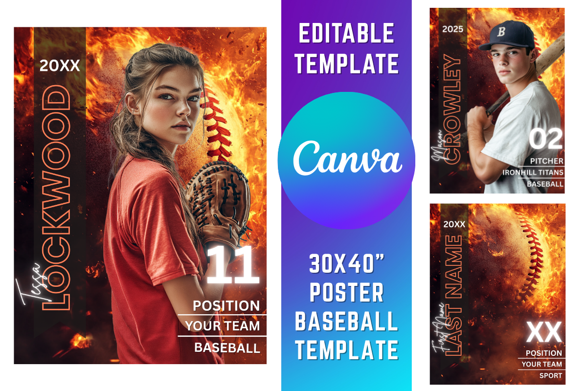 Canva Baseball Fire Custom Template