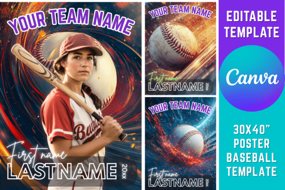 Canva Editable Baseball Poster Template