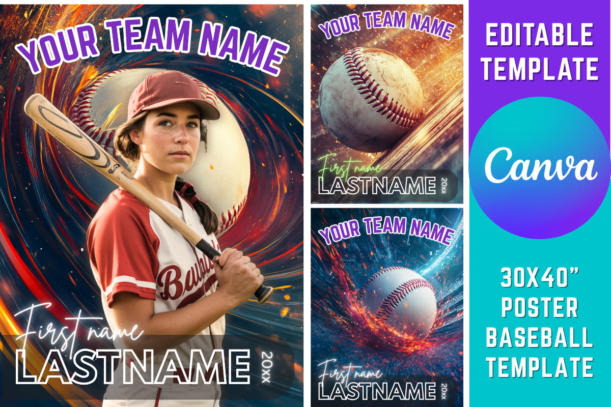 Canva Editable Baseball Poster Template