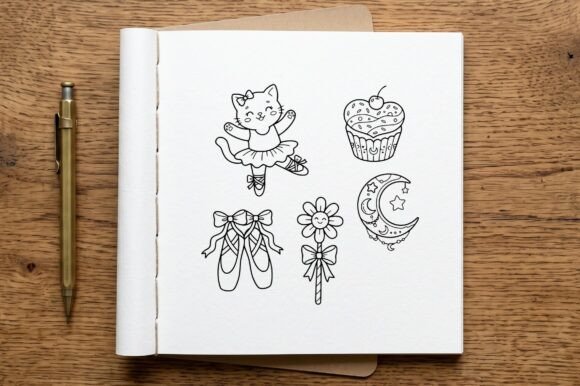 Cat Ballerina Dancing Coloring Page