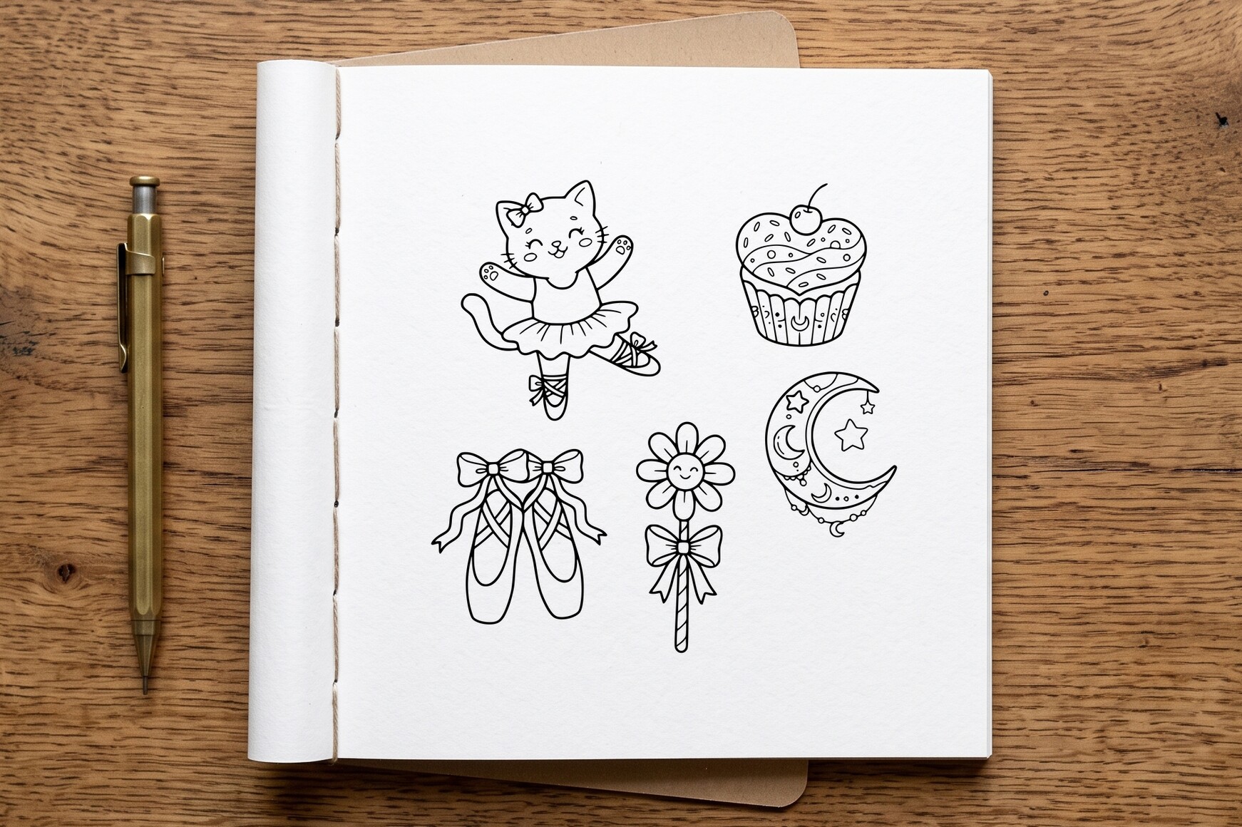 Cat Ballerina Dancing Coloring Page