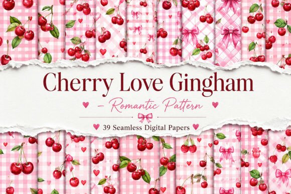 Cherry Love Gingham – Romantic Pattern