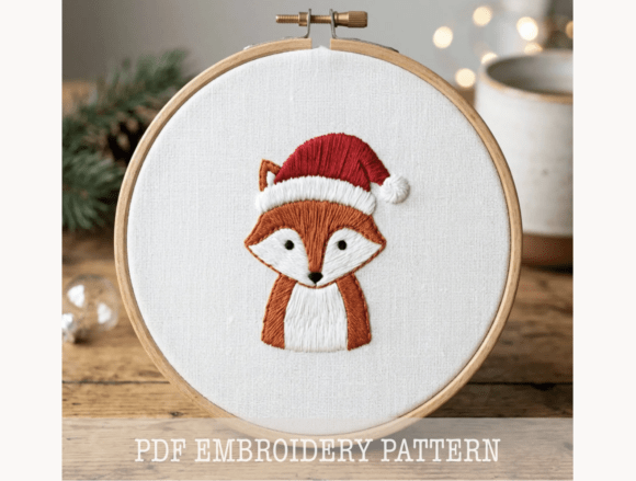 Christmas Baby Fox Embroidery