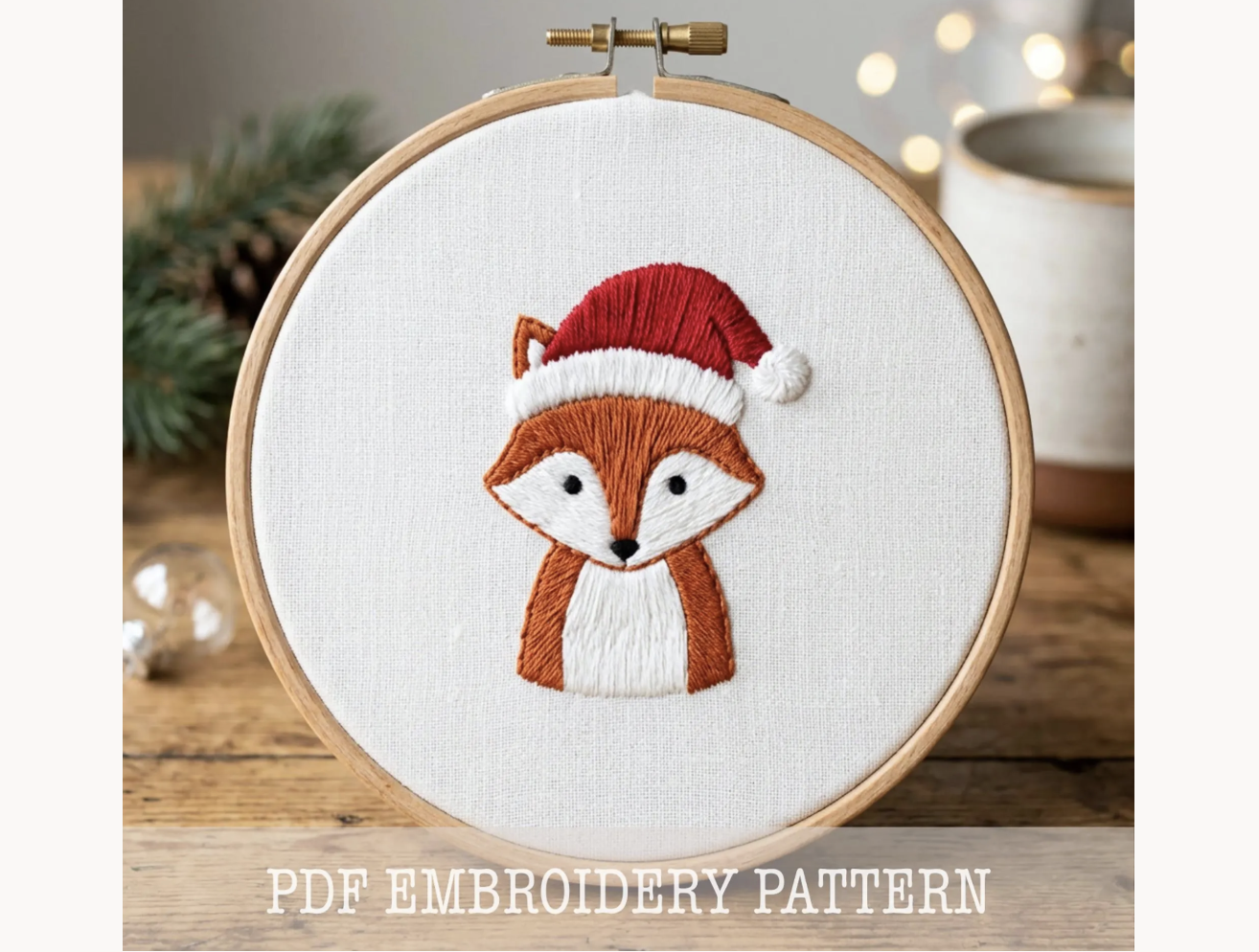 Christmas Baby Fox Embroidery