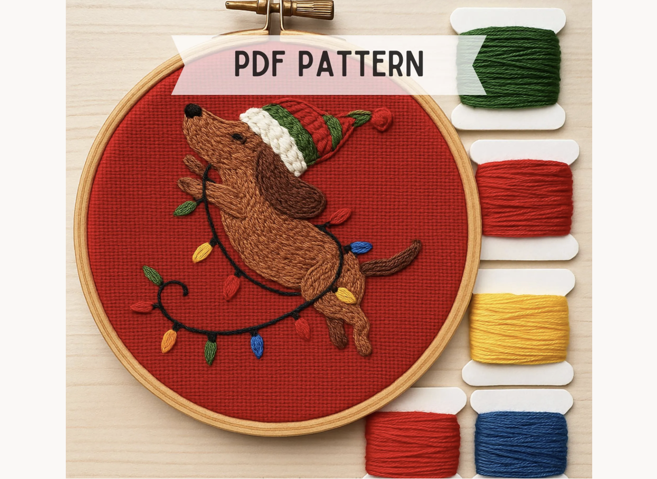 Christmas Dachshund Lights Pattern