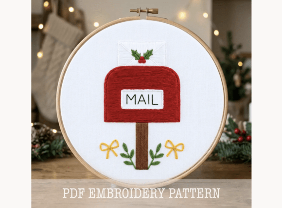 Christmas Mailbox Embroidery Pattern