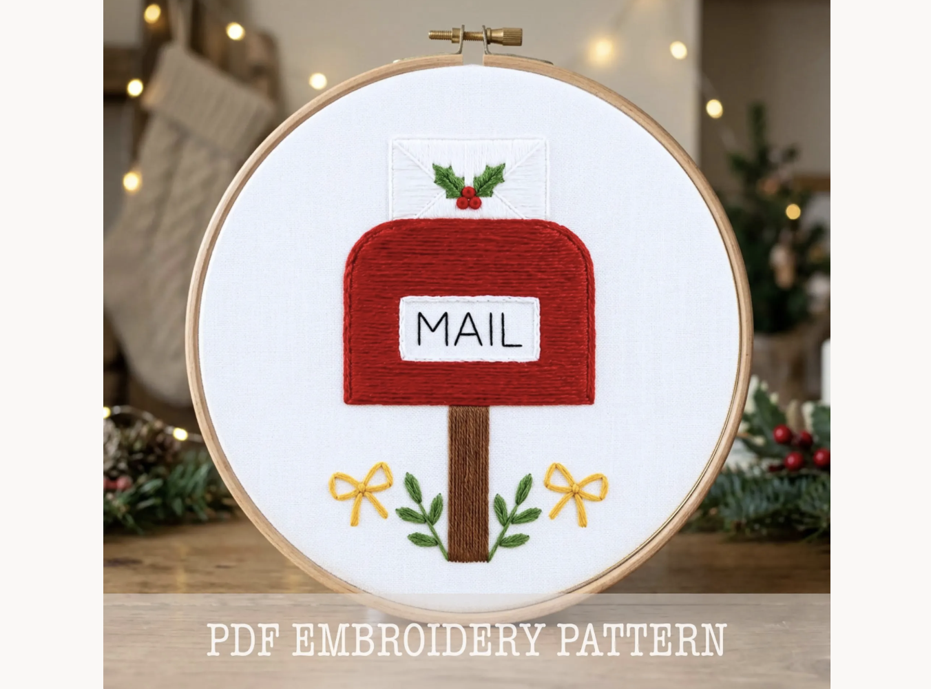 Christmas Mailbox Embroidery Pattern