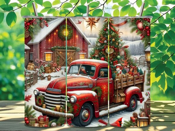 Christmas Red Truck Sublimation Tumbler
