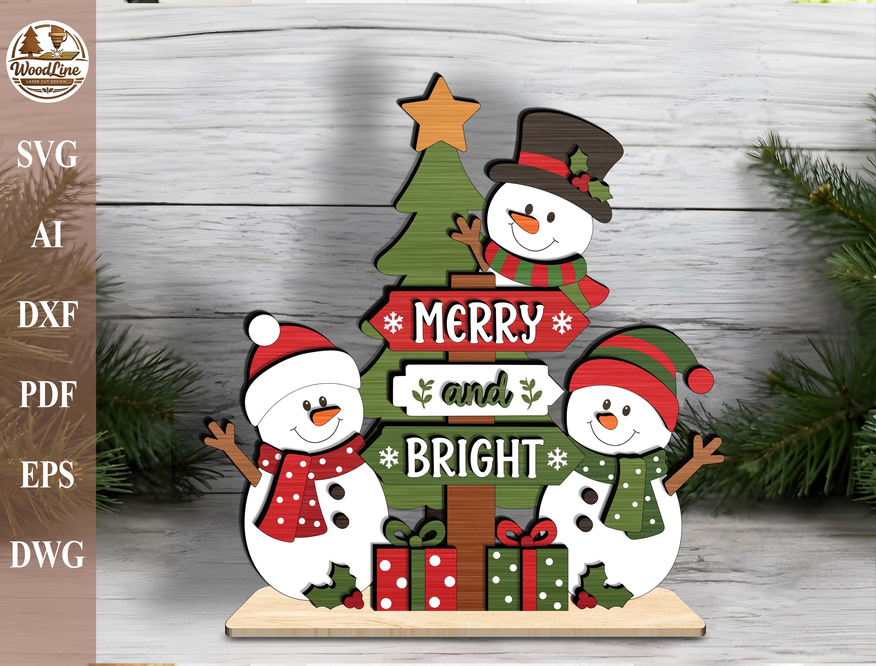 Christmas Snowman Tree Shelf Sitter SVG