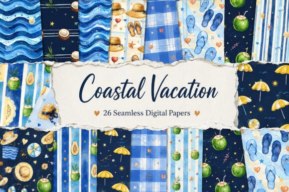 Coastal Vacation Seamless Pattern