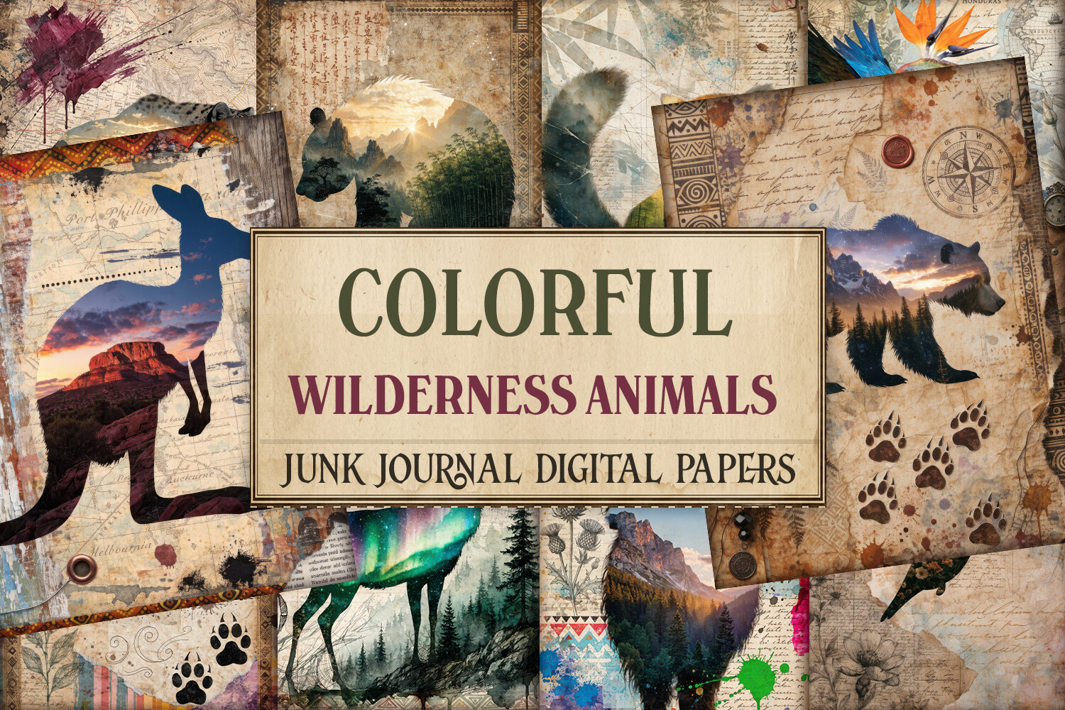 Colorful Wilderness Animals Junk Journal