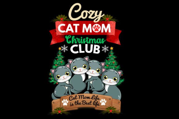 Cozy Christmas Cat Mom Design.