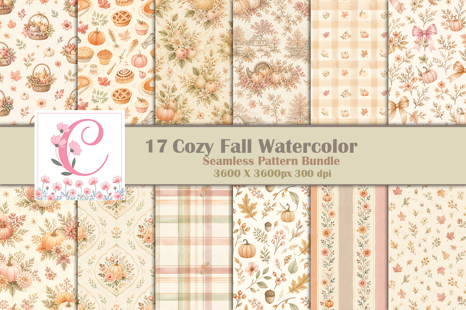Cozy Fall Watercolor Seamless Pattern