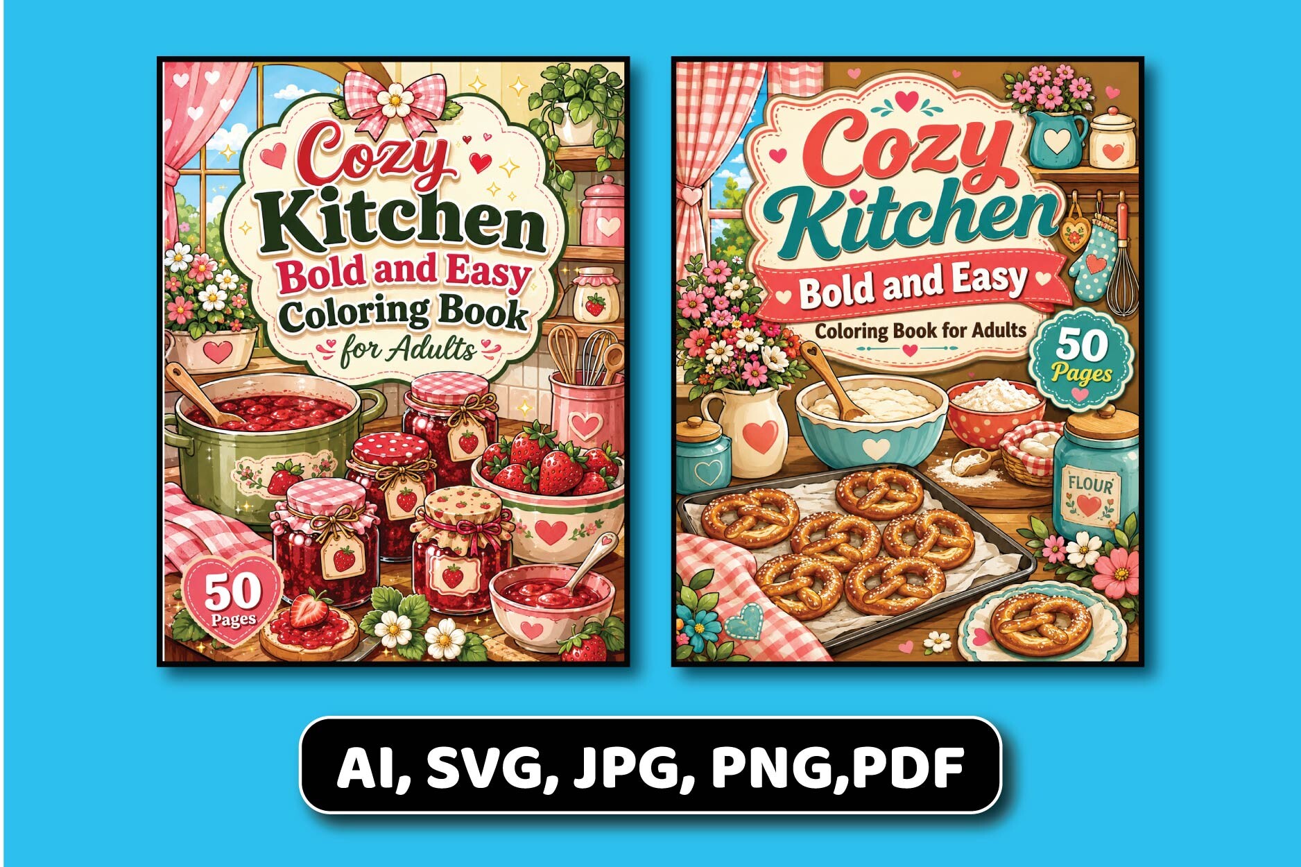 Cozy Kitchen Coloring Book for Adults