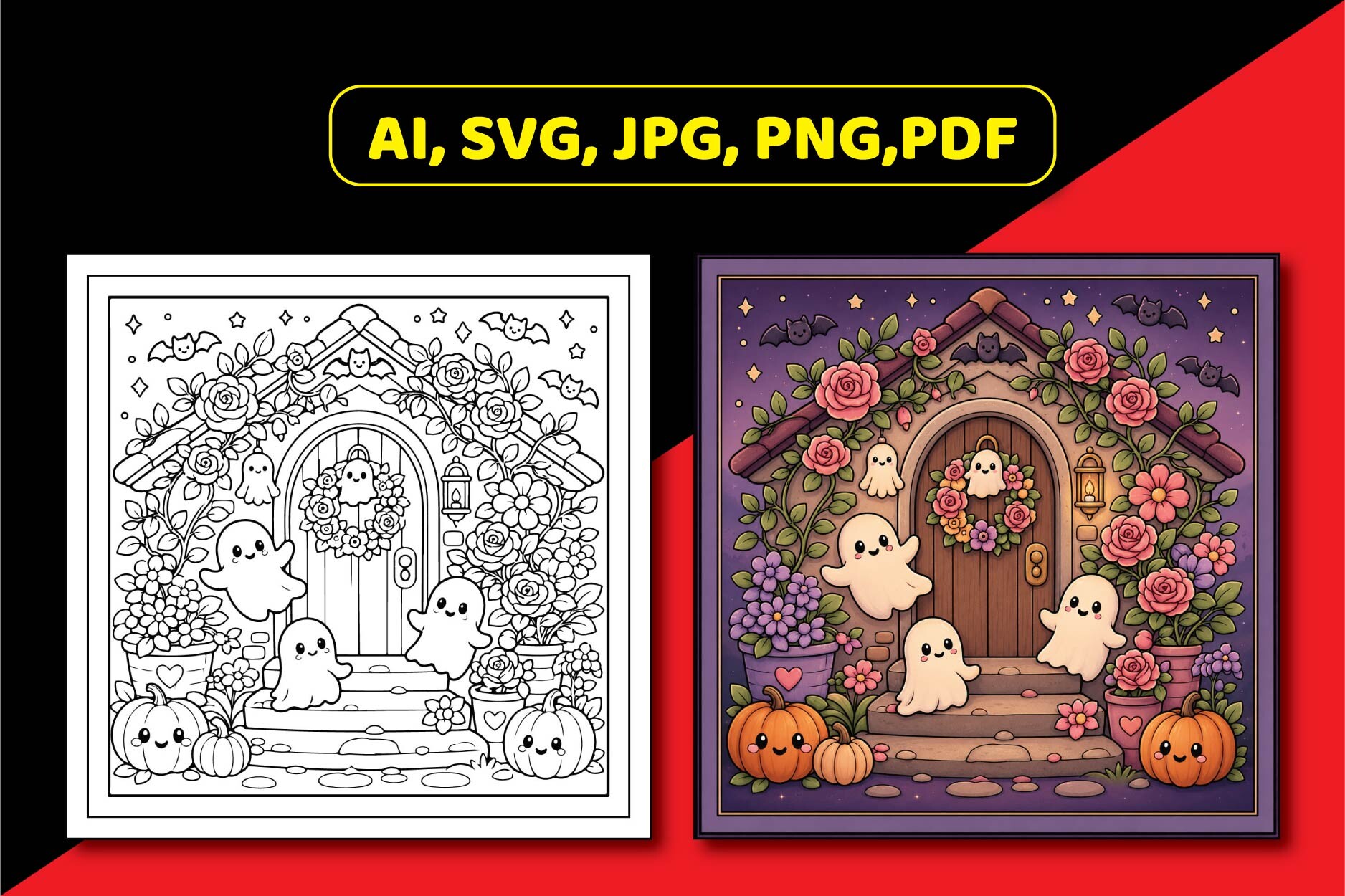 Cozy Spooky Flower Coloring Book
