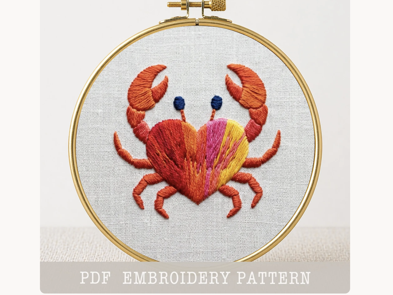 Crab Heart Embroidery Pattern