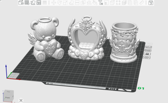 Angel Bear & Heart Shrine 3D Print Model - Kawaii Fantasy Desk Decor STL - Image 2