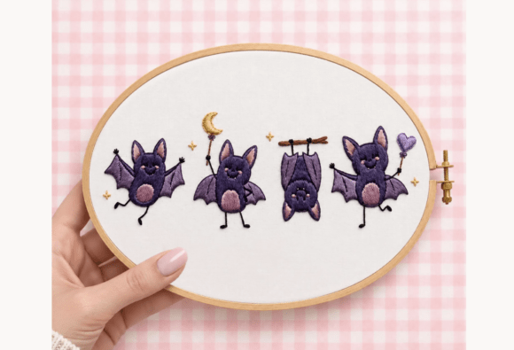 Cute Bats Halloween Embroidery