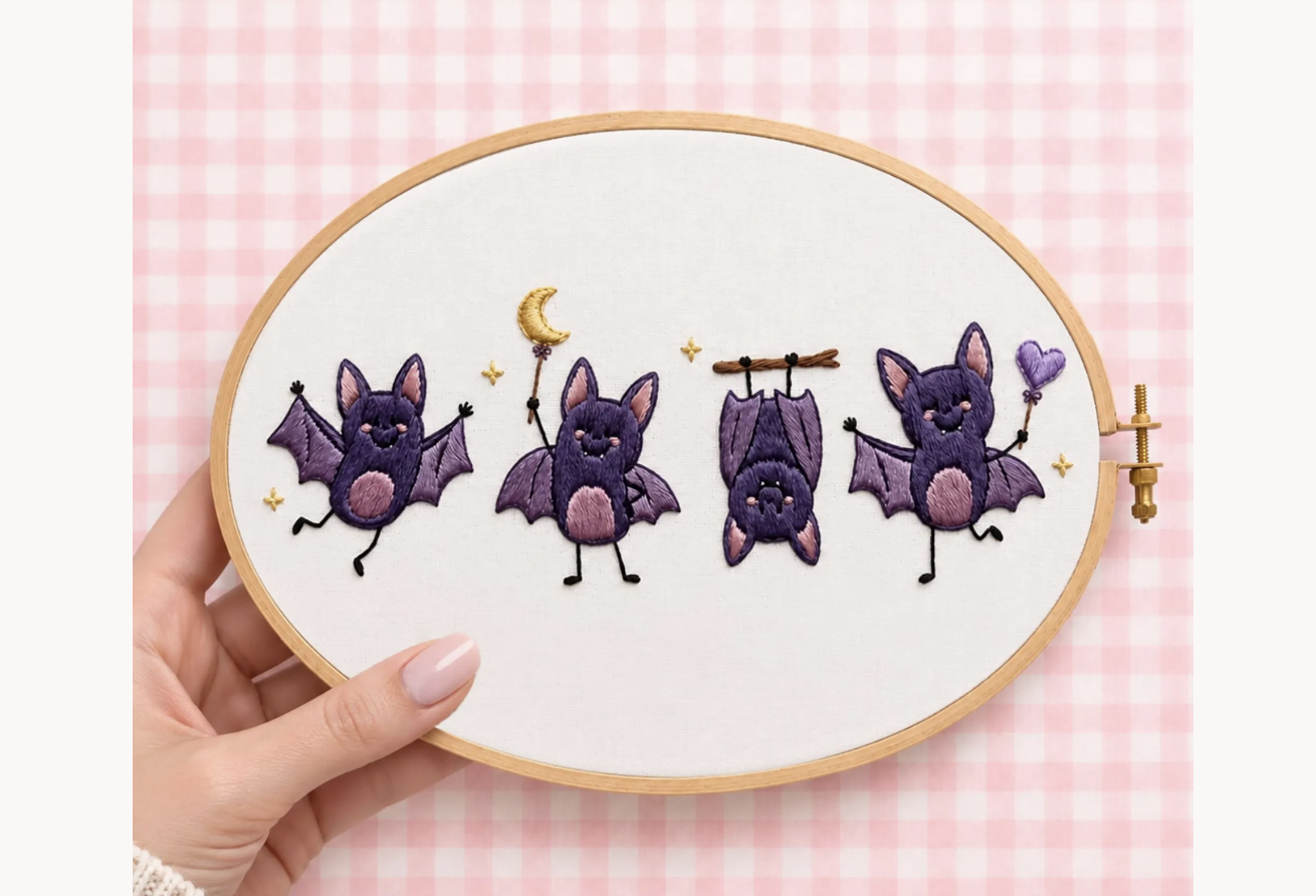 Cute Bats Halloween Embroidery