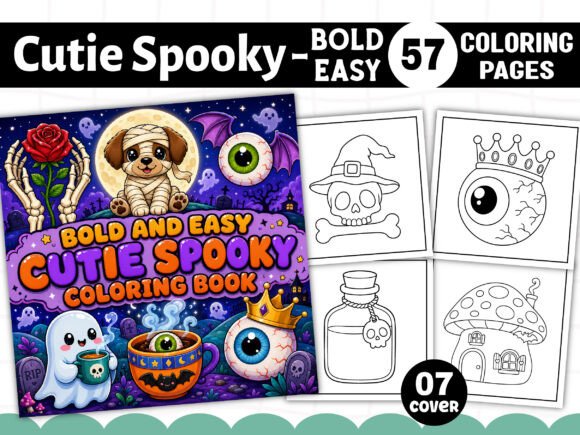 Cutie Spooky Bold and Easy Coloring Book