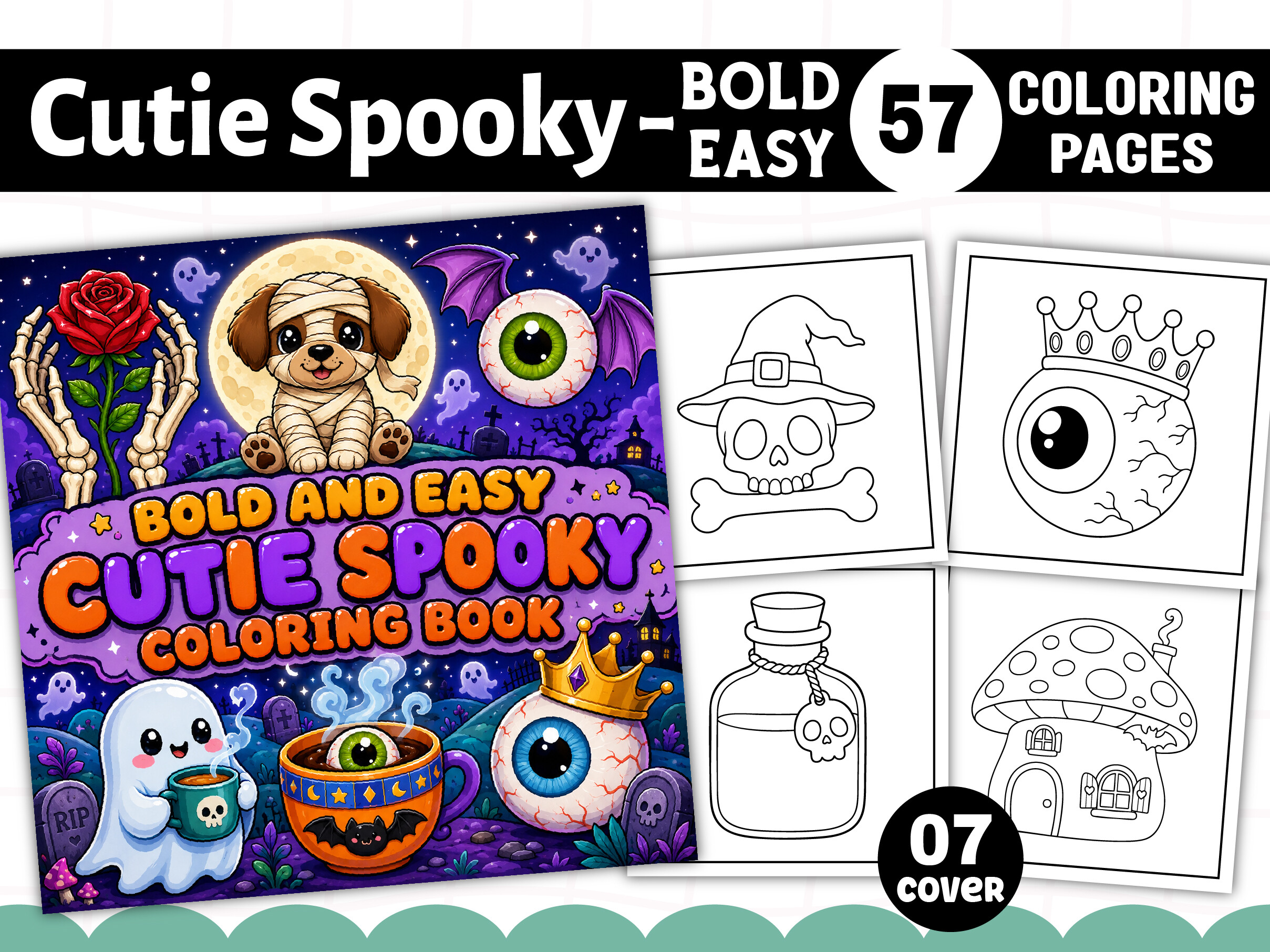 Cutie Spooky Bold and Easy Coloring Book
