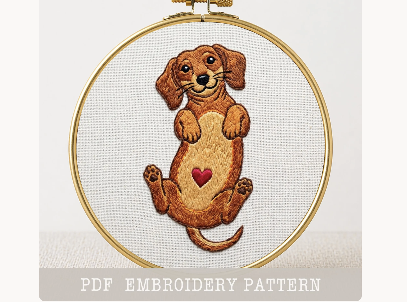 Dachshund Puppy Heart Embroidery