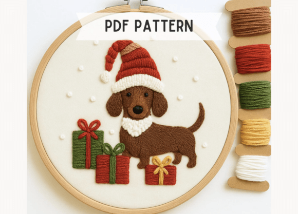Dachshund Santa Hat Embroidery