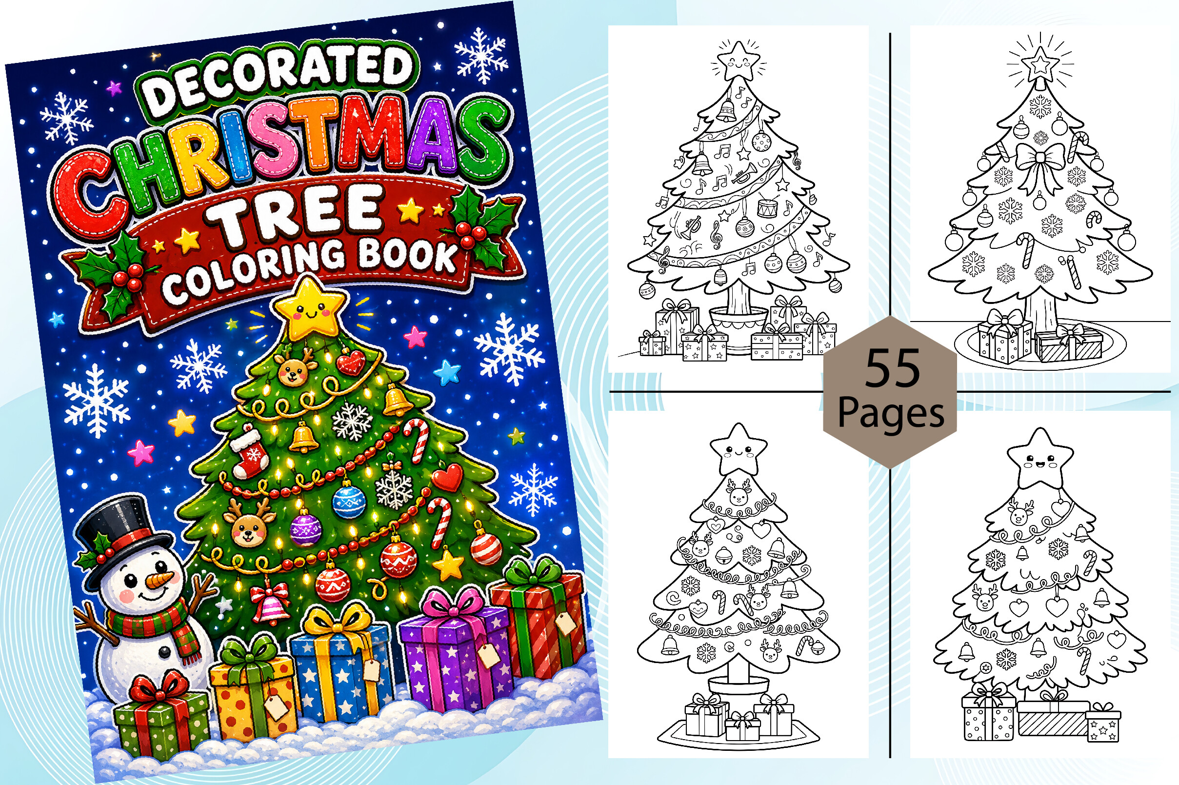 Decorated Christmas Tree Coloring Book