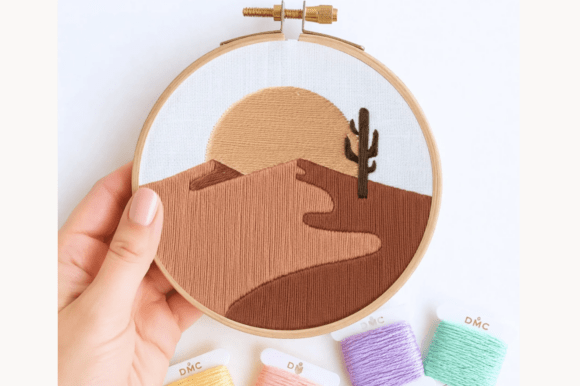 Desert Sunset Landscape Embroidery