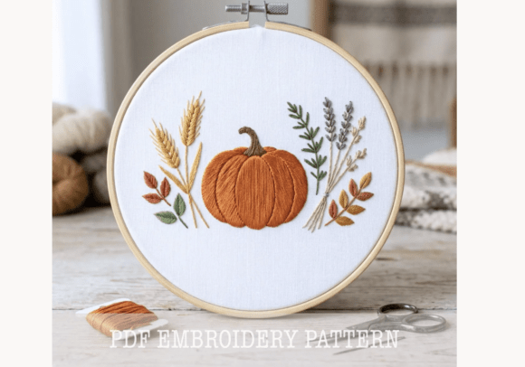 Fall Pumpkin Hand Embroidery Pattern