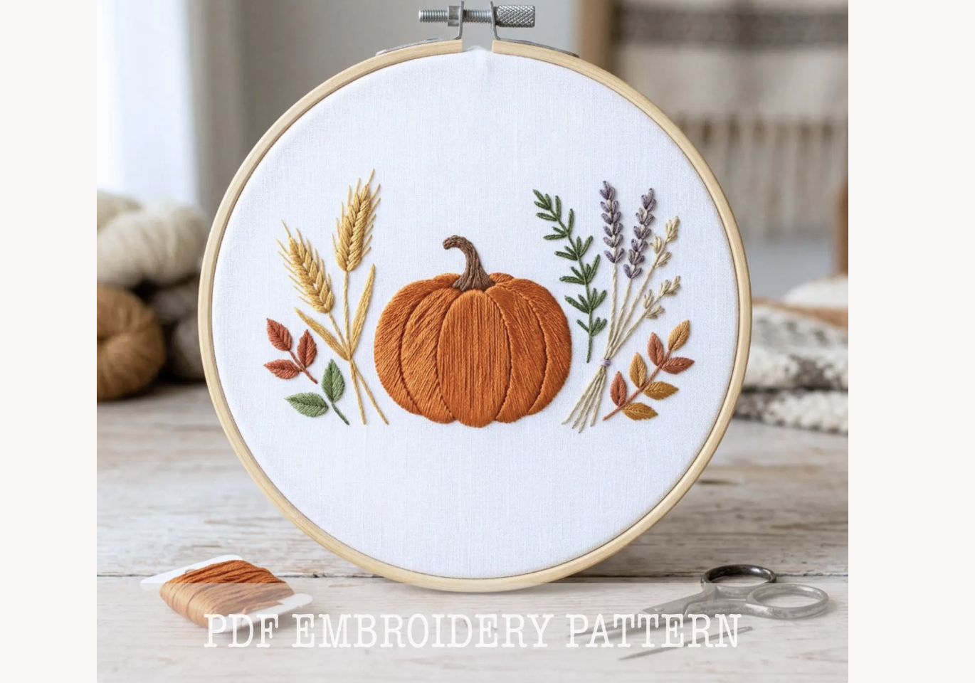 Fall Pumpkin Hand Embroidery Pattern