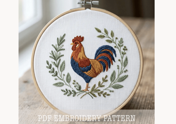 Farmhouse Rooster Embroidery Pattern