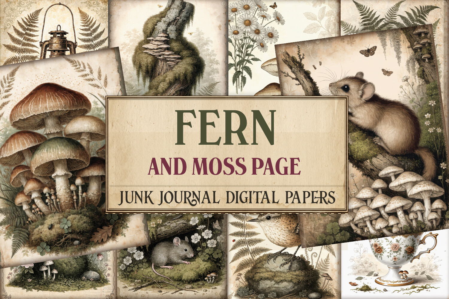 Fern and Moss Woodland Junk Journal Page