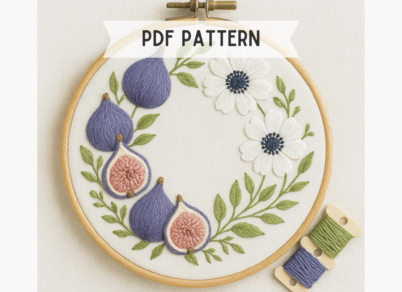 Fig Fruit Wreath Hand Embroidery