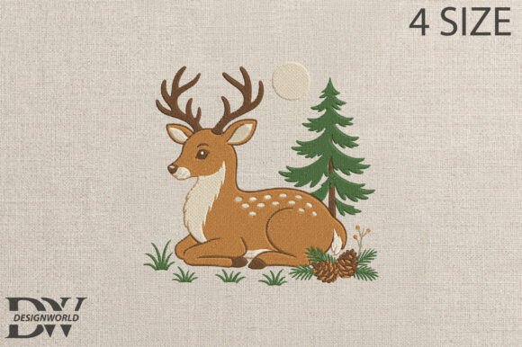 Forest Deer Machine Embroidery Design