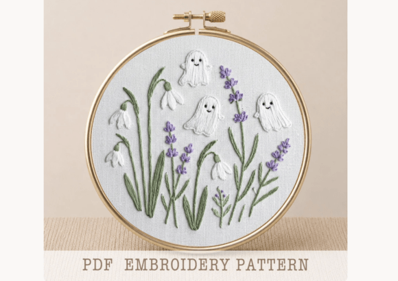 Ghosts and Lavender Embroidery