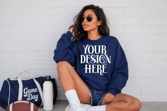 Gildan 18000 Sweatshirt Football Mockup